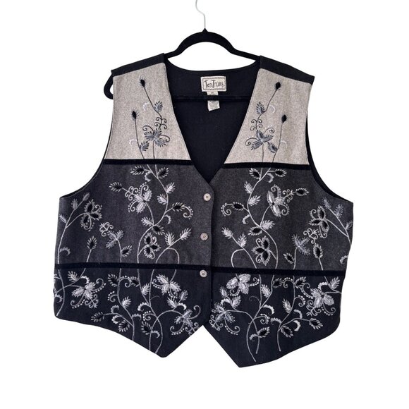 Tantrums Womens Floral Embroidered Wool Blend Vest 3X - Picture 1 of 12